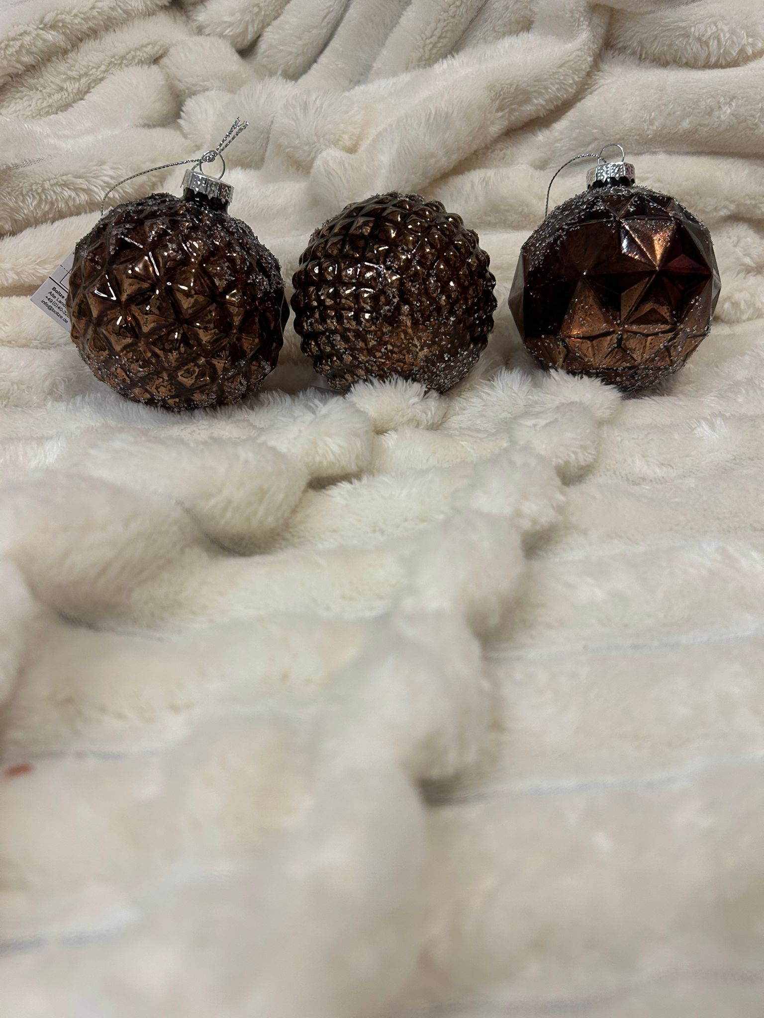 Boule de Noël Rustico, Lot de 3 - couleur marron