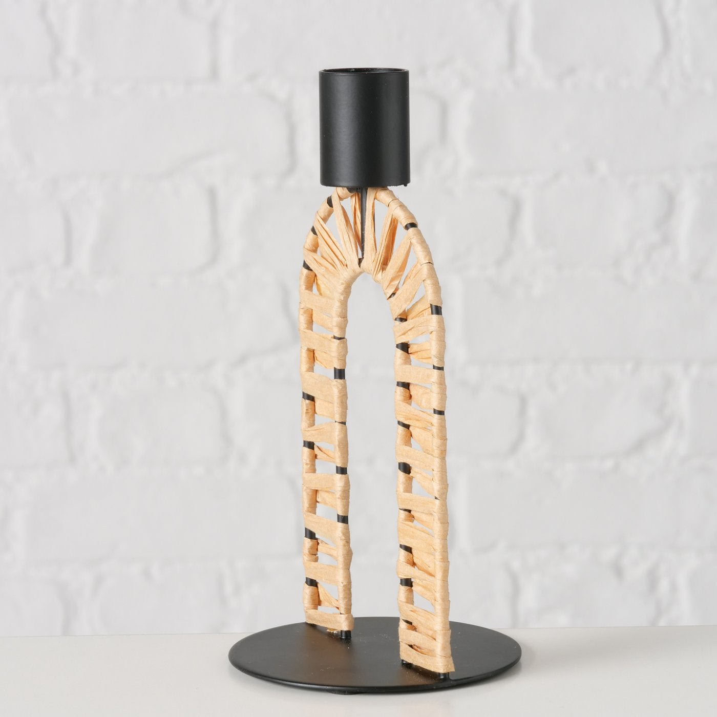 Bougeoirs tressés en fibres naturelles - Duo bohème