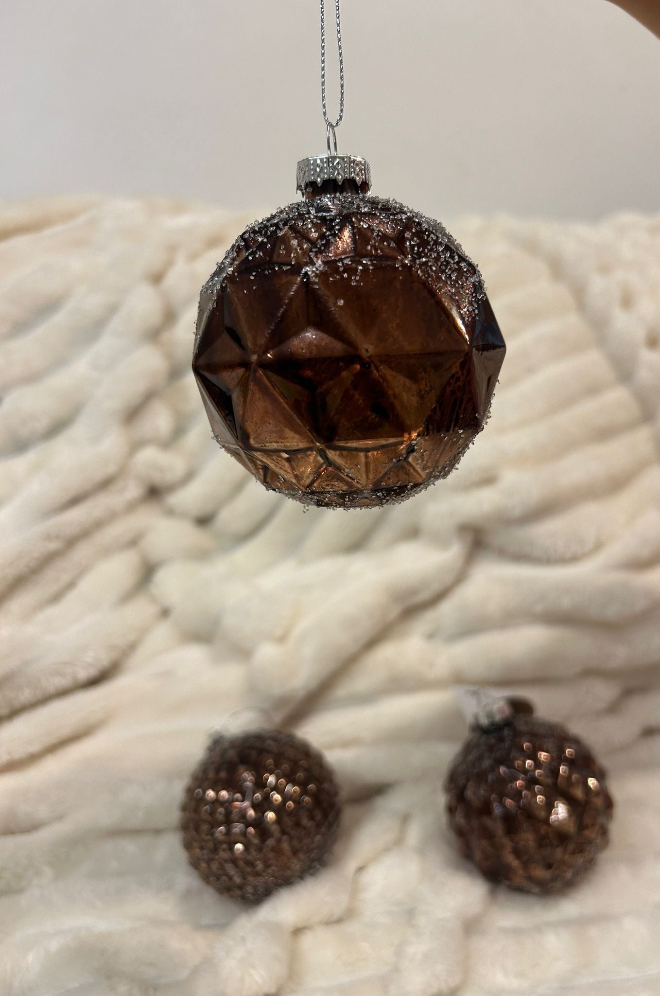 Boule de Noël Rustico, Lot de 3 - couleur marron