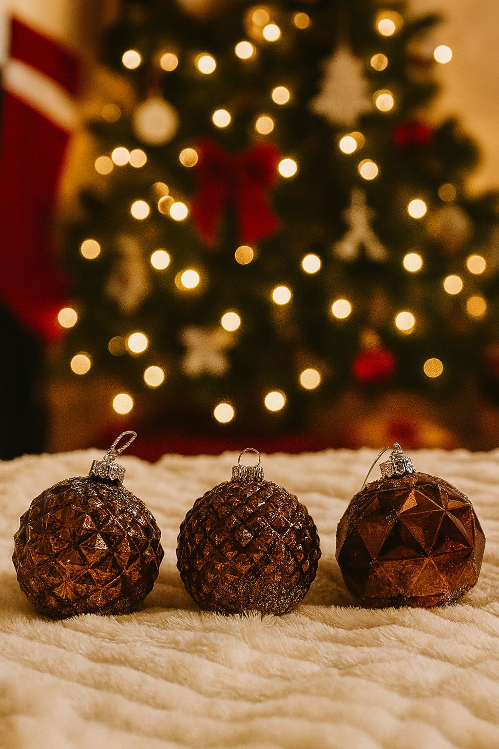 Boule de Noël Rustico, Lot de 3 - couleur marron