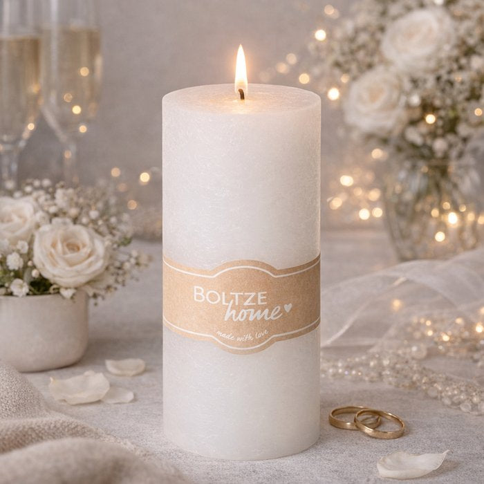 Bougie décorative cylindrique H 15 cm - Blanc crème