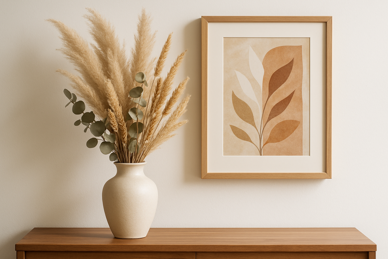 vase pot de fleurs séché avec tableau 